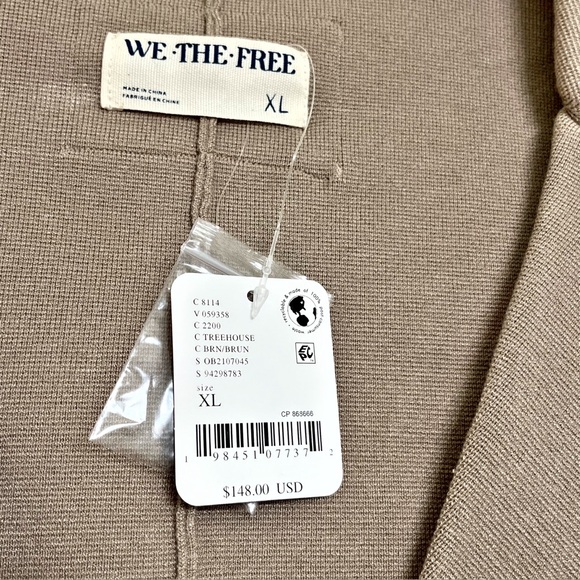 We the Free Free People Sadie Crop Sweater Knit Blazer Taupe Brown Tree House XL - Picture 3 of 8